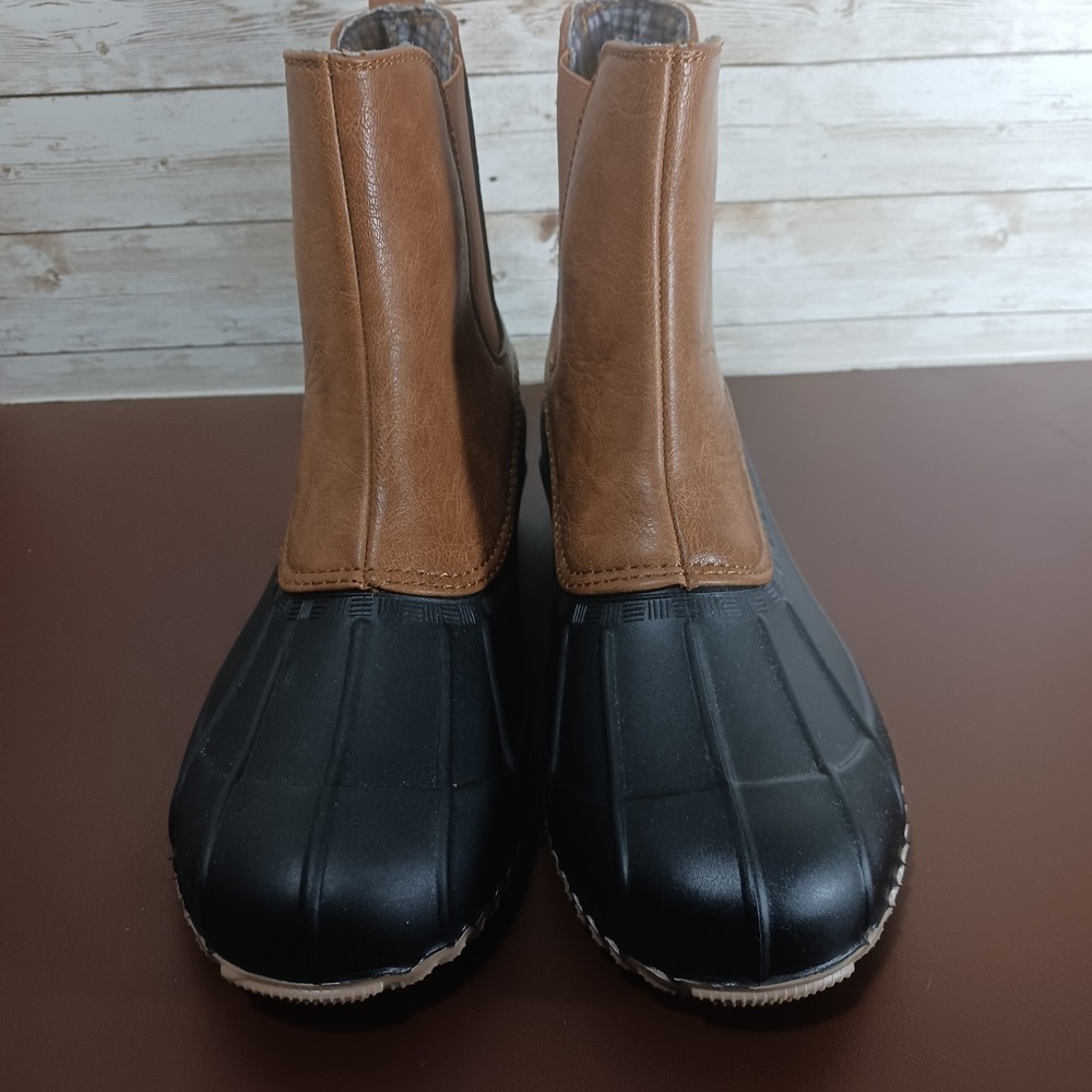 Magellan Outdoor Women's Sz 10 Duck Boots Black Foot & Brown Shaft Slip On NWT‎